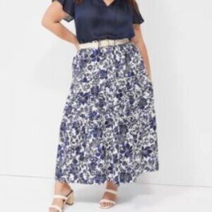 Lane Bryant 18/20P Poplin Tiered Maxi Skirt
